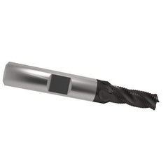 OSG - 5/16" Diam, Fine Pitch, 3/4" LOC, 4 Flute Cobalt Roughing Square End Mill - TiAlN Finish, 2-1/2" OAL, 3/8" Shank Diam, Single End, 30° Helix - USA Tool & Supply