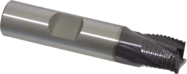 OSG - 1/2" Diam, Fine Pitch, 1/2" LOC, 3 Flute Cobalt Roughing Square End Mill - TiAlN Finish, 2-1/2" OAL, 1/2" Shank Diam, Single End, Centercutting, 30° Helix - USA Tool & Supply