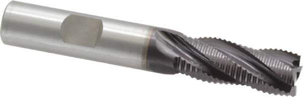OSG - 1/2" Diam, Fine Pitch, 1-1/4" LOC, 4 Flute Cobalt Roughing Square End Mill - TiAlN Finish, 3-1/4" OAL, 1/2" Shank Diam, Single End, 30° Helix - USA Tool & Supply