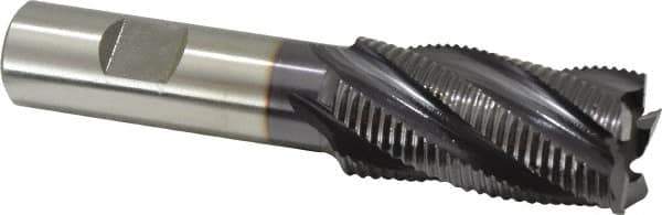 OSG - 1" Diam, Fine Pitch, 2" LOC, 5 Flute Cobalt Roughing Square End Mill - TiAlN Finish, 4-1/2" OAL, 3/4" Shank Diam, Single End, 30° Helix - USA Tool & Supply