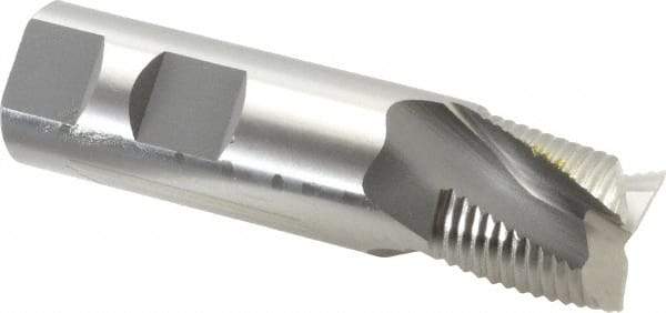 OSG - 1" Diam, Fine Pitch, 1" LOC, 3 Flute Cobalt Roughing Square End Mill - Uncoated, 3-3/4" OAL, 1" Shank Diam, Single End, Centercutting, 25° Helix - USA Tool & Supply