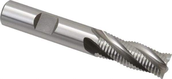OSG - 1/2" Diam, Fine Pitch, 1-1/4" LOC, 4 Flute Cobalt Roughing Square End Mill - Uncoated, 3-1/4" OAL, 1/2" Shank Diam, Single End, Centercutting, 30° Helix - USA Tool & Supply