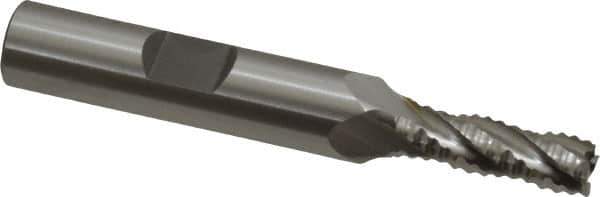 OSG - 1/4" Diam, Coarse Pitch, 3/4" LOC, 4 Flute Cobalt Roughing Square End Mill - Uncoated, 2-1/2" OAL, 3/8" Shank Diam, Single End, 30° Helix - USA Tool & Supply