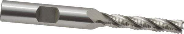 OSG - 1/4" Diam, Coarse Pitch, 1-1/4" LOC, 4 Flute Cobalt Roughing Square End Mill - Uncoated, 3-1/16" OAL, 3/8" Shank Diam, Single End, 30° Helix - USA Tool & Supply