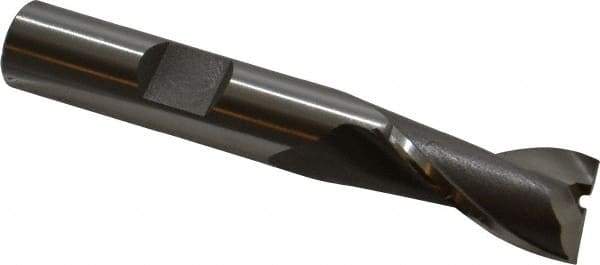 OSG - 7/16", 13/16" LOC, 3/8" Shank Diam, 2-1/2" OAL, 2 Flute, Cobalt Square End Mill - Single End, Uncoated, Spiral Flute, 30° Helix, Centercutting, Right Hand Cut, Right Hand Flute, Series 520 - USA Tool & Supply