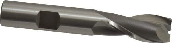 OSG - 17/32", 1-1/8" LOC, 1/2" Shank Diam, 3-1/8" OAL, 2 Flute, Cobalt Square End Mill - Single End, Uncoated, Spiral Flute, 30° Helix, Centercutting, Right Hand Cut, Right Hand Flute, Series 520 - USA Tool & Supply