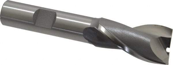 OSG - 23/32", 1-5/16" LOC, 1/2" Shank Diam, 3-5/16" OAL, 2 Flute, Cobalt Square End Mill - Single End, Uncoated, Spiral Flute, 30° Helix, Centercutting, Right Hand Cut, Right Hand Flute, Series 520 - USA Tool & Supply