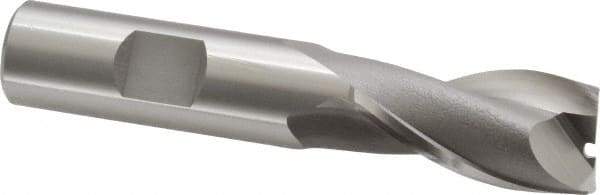 OSG - 11/16", 1-5/16" LOC, 5/8" Shank Diam, 3-7/16" OAL, 2 Flute, Cobalt Square End Mill - Single End, Uncoated, Spiral Flute, 30° Helix, Centercutting, Right Hand Cut, Right Hand Flute, Series 520 - USA Tool & Supply