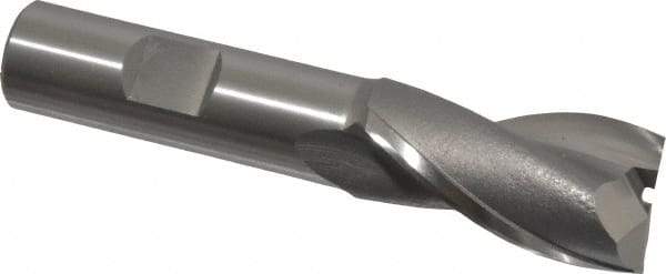 OSG - 13/16", 1-1/2" LOC, 5/8" Shank Diam, 3-5/8" OAL, 2 Flute, Cobalt Square End Mill - Single End, Uncoated, Spiral Flute, 30° Helix, Centercutting, Right Hand Cut, Right Hand Flute, Series 520 - USA Tool & Supply