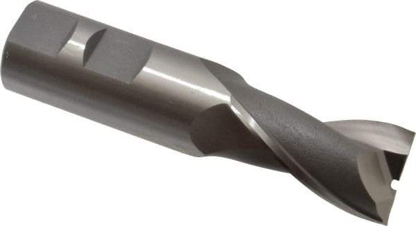 OSG - 7/8", 1-1/2" LOC, 7/8" Shank Diam, 3-3/4" OAL, 2 Flute, Cobalt Square End Mill - Single End, Uncoated, Spiral Flute, 30° Helix, Centercutting, Right Hand Cut, Right Hand Flute, Series 520 - USA Tool & Supply