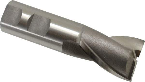 OSG - 1-1/4", 1-5/8" LOC, 1" Shank Diam, 4-1/8" OAL, 2 Flute, Cobalt Square End Mill - Single End, Uncoated, Spiral Flute, 30° Helix, Centercutting, Right Hand Cut, Right Hand Flute, Series 520 - USA Tool & Supply