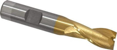 OSG - 1/2", 1" LOC, 1/2" Shank Diam, 3" OAL, 2 Flute, Cobalt Square End Mill - Single End, TiN Finish, Spiral Flute, 30° Helix, Centercutting, Right Hand Cut, Right Hand Flute, Series 520 - USA Tool & Supply
