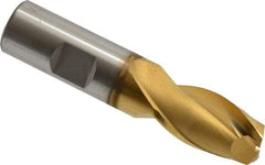 OSG - 3/4", 1-5/16" LOC, 3/4" Shank Diam, 3-9/16" OAL, 2 Flute, Cobalt Square End Mill - Single End, TiN Finish, Spiral Flute, 30° Helix, Centercutting, Right Hand Cut, Right Hand Flute, Series 520 - USA Tool & Supply