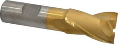 OSG - 1", 1-1/2" LOC, 3/4" Shank Diam, 3-3/4" OAL, 2 Flute, Cobalt Square End Mill - Single End, TiN Finish, Spiral Flute, 30° Helix, Centercutting, Right Hand Cut, Right Hand Flute, Series 520 - USA Tool & Supply