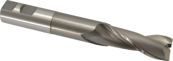 OSG - 1", 2-1/2" LOC, 1" Shank Diam, 7-1/4" OAL, 2 Flute, Cobalt Square End Mill - Single End, Uncoated, Spiral Flute, 30° Helix, Centercutting, Right Hand Cut, Right Hand Flute, Series 527 - USA Tool & Supply