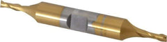 OSG - 1/8", 3/8" LOC, 3/8" Shank Diam, 3-1/16" OAL, 2 Flute, Cobalt Square End Mill - Double End, TiN Finish, Spiral Flute, 30° Helix, Centercutting, Right Hand Cut, Right Hand Flute, Series 522 - USA Tool & Supply