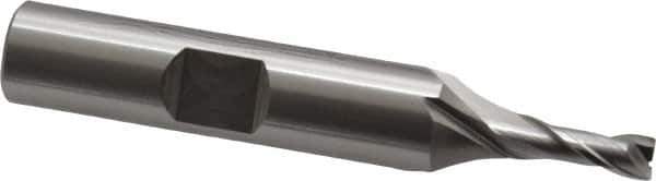 OSG - 4mm, 7/16" LOC, 3/8" Shank Diam, 2-5/16" OAL, 2 Flute, Cobalt Square End Mill - Single End, Uncoated, Spiral Flute, 30° Helix, Centercutting, Right Hand Cut, Right Hand Flute, Series 580 - USA Tool & Supply