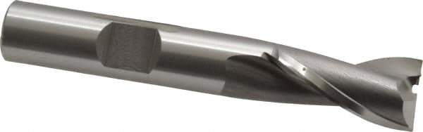 OSG - 11mm, 13/16" LOC, 3/8" Shank Diam, 2-1/2" OAL, 2 Flute, Cobalt Square End Mill - Single End, Uncoated, Spiral Flute, 30° Helix, Centercutting, Right Hand Cut, Right Hand Flute, Series 580 - USA Tool & Supply