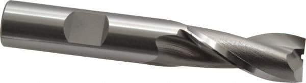 OSG - 13mm, 1-1/8" LOC, 1/2" Shank Diam, 3-1/8" OAL, 2 Flute, Cobalt Square End Mill - Single End, Uncoated, Spiral Flute, 30° Helix, Centercutting, Right Hand Cut, Right Hand Flute, Series 580 - USA Tool & Supply