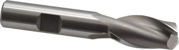 OSG - 15mm, 1-1/8" LOC, 1/2" Shank Diam, 3-1/8" OAL, 2 Flute, Cobalt Square End Mill - Single End, Uncoated, Spiral Flute, 30° Helix, Centercutting, Right Hand Cut, Right Hand Flute, Series 580 - USA Tool & Supply