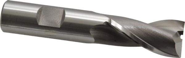 OSG - 18mm, 1-5/16" LOC, 5/8" Shank Diam, 3-7/16" OAL, 2 Flute, Cobalt Square End Mill - Single End, Uncoated, Spiral Flute, 30° Helix, Centercutting, Right Hand Cut, Right Hand Flute, Series 580 - USA Tool & Supply