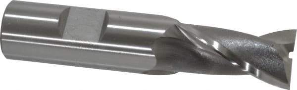 OSG - 19mm, 1-5/16" LOC, 3/4" Shank Diam, 3-9/16" OAL, 2 Flute, Cobalt Square End Mill - Single End, Uncoated, Spiral Flute, 30° Helix, Centercutting, Right Hand Cut, Right Hand Flute, Series 580 - USA Tool & Supply