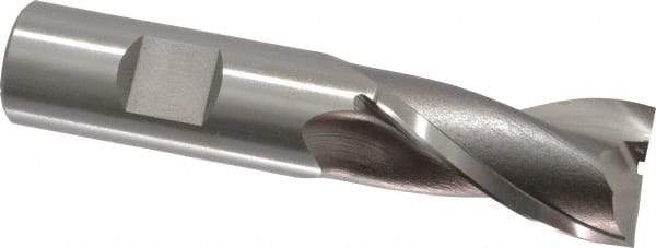 OSG - 1-1/2" LOC, 3/4" Shank Diam, 3-3/4" OAL, 2 Flute, Cobalt Square End Mill - Single End, Uncoated, Spiral Flute, 30° Helix, Centercutting, Right Hand Cut, Right Hand Flute, Series 580 - USA Tool & Supply