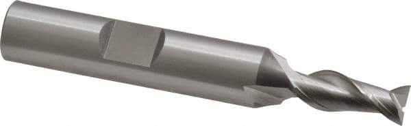 OSG - 1/4", 5/8" LOC, 3/8" Shank Diam, 2-7/16" OAL, 2 Flute, Cobalt Square End Mill - Single End, Uncoated, Spiral Flute, 45° Helix, Centercutting, Right Hand Cut, Right Hand Flute, Series 530 - USA Tool & Supply