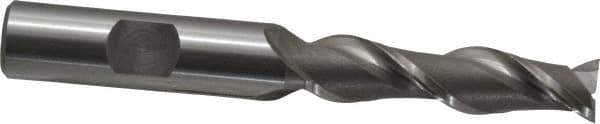 OSG - 7/16", 1-3/4" LOC, 1/2" Shank Diam, 3-3/4" OAL, 2 Flute, Cobalt Square End Mill - Single End, Uncoated, Spiral Flute, 45° Helix, Centercutting, Right Hand Cut, Right Hand Flute, Series 535 - USA Tool & Supply