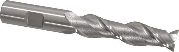 OSG - 5/8", 2-1/2" LOC, 5/8" Shank Diam, 4-5/8" OAL, 2 Flute, Cobalt Square End Mill - Single End, Uncoated, Spiral Flute, 45° Helix, Centercutting, Right Hand Cut, Right Hand Flute, Series 535 - USA Tool & Supply