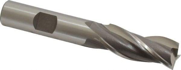 OSG - 9/16", 1-3/8" LOC, 1/2" Shank Diam, 3-3/8" OAL, 3 Flute, Cobalt Square End Mill - Single End, Uncoated, Spiral Flute, 30° Helix, Centercutting, Right Hand Cut, Right Hand Flute, Series 531 - USA Tool & Supply