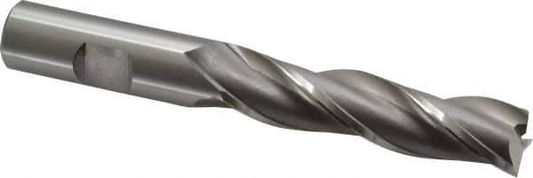 OSG - 5/8", 2-1/2" LOC, 5/8" Shank Diam, 4-5/8" OAL, 3 Flute, Cobalt Square End Mill - Single End, Uncoated, Spiral Flute, 30° Helix, Centercutting, Right Hand Cut, Right Hand Flute, Series 536 - USA Tool & Supply