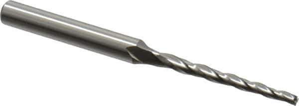 OSG - 1° Taper Angle per Side, 5/64" Small End Diam, 1" LOC, Cobalt 3 Flute Tapered Square End Mill - 2-1/4" OAL, 3/16" Shank Diam, Spiral Flute, 25° Helix - USA Tool & Supply