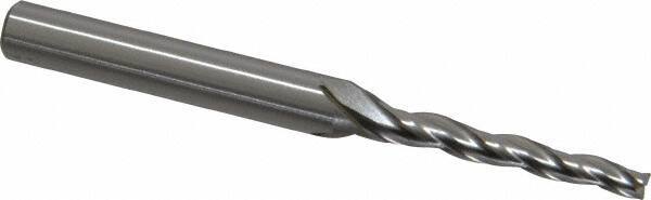 OSG - 1° Taper Angle per Side, 3/32" Small End Diam, 3/4" LOC, Cobalt 3 Flute Tapered Square End Mill - 2" OAL, 3/16" Shank Diam, Spiral Flute, 25° Helix - USA Tool & Supply