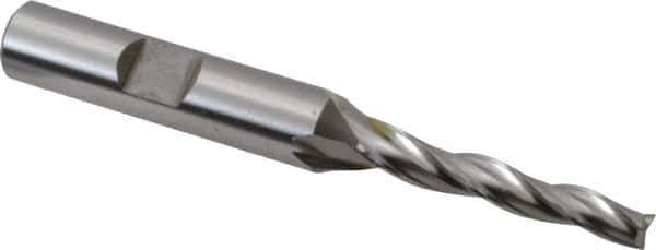 OSG - 1° Taper Angle per Side, 3/16" Small End Diam, 1-1/4" LOC, Cobalt 3 Flute Tapered Square End Mill - 3-1/8" OAL, 3/8" Shank Diam, Spiral Flute, 25° Helix - USA Tool & Supply