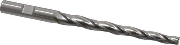 OSG - 1° Taper Angle per Side, 1/4" Small End Diam, 3-1/4" LOC, Cobalt 3 Flute Tapered Square End Mill - 5" OAL, 3/8" Shank Diam, Spiral Flute, 25° Helix - USA Tool & Supply