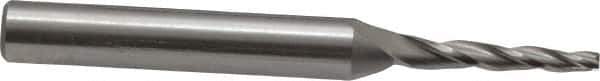 OSG - 2° Taper Angle per Side, 1/16" Small End Diam, 1/2" LOC, Cobalt 3 Flute Tapered Square End Mill - 1-3/4" OAL, 3/16" Shank Diam, Spiral Flute, 25° Helix - USA Tool & Supply