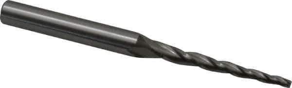 OSG - 2° Taper Angle per Side, 1/16" Small End Diam, 1" LOC, Cobalt 3 Flute Tapered Square End Mill - 2-1/4" OAL, 3/16" Shank Diam, Spiral Flute, 25° Helix - USA Tool & Supply