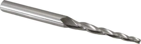 OSG - 2° Taper Angle per Side, 5/64" Small End Diam, 1" LOC, Cobalt 3 Flute Tapered Square End Mill - 2-1/4" OAL, 3/16" Shank Diam, Spiral Flute, 25° Helix - USA Tool & Supply