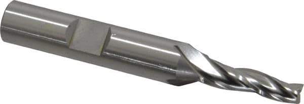 OSG - 2° Taper Angle per Side, 3/16" Small End Diam, 3/4" LOC, Cobalt 3 Flute Tapered Square End Mill - 2-5/8" OAL, 3/8" Shank Diam, Spiral Flute, 25° Helix - USA Tool & Supply