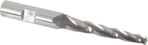 OSG - 2° Taper Angle per Side, 1/4" Small End Diam, 2-1/4" LOC, Cobalt 3 Flute Tapered Square End Mill - 4-3/8" OAL, 1/2" Shank Diam, Spiral Flute, 25° Helix - USA Tool & Supply