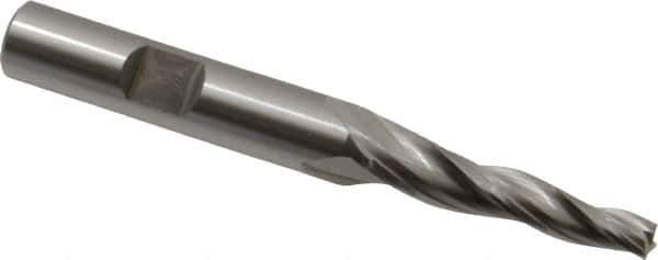 OSG - 3° Taper Angle per Side, 3/16" Small End Diam, 1-1/4" LOC, Cobalt 3 Flute Tapered Square End Mill - 3-1/8" OAL, 3/8" Shank Diam, Spiral Flute, 25° Helix - USA Tool & Supply