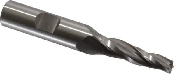 OSG - 3° Taper Angle per Side, 1/4" Small End Diam, 1-1/4" LOC, Cobalt 3 Flute Tapered Square End Mill - 3-1/4" OAL, 1/2" Shank Diam, Spiral Flute, 25° Helix - USA Tool & Supply
