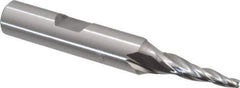 OSG - 5° Taper Angle per Side, 3/32" Small End Diam, 3/4" LOC, Cobalt 3 Flute Tapered Square End Mill - 2-5/8" OAL, 3/8" Shank Diam, Spiral Flute, 25° Helix - USA Tool & Supply