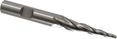 OSG - 5° Taper Angle per Side, 3/32" Small End Diam, 1-1/2" LOC, Cobalt 3 Flute Tapered Square End Mill - 3-5/16" OAL, 3/8" Shank Diam, Spiral Flute, 25° Helix - USA Tool & Supply