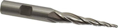 OSG - 5° Taper Angle per Side, 3/32" Small End Diam, 2" LOC, Cobalt 3 Flute Tapered Square End Mill - 4" OAL, 1/2" Shank Diam, Spiral Flute, 25° Helix - USA Tool & Supply