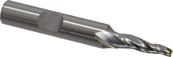 OSG - 5° Taper Angle per Side, 1/8" Small End Diam, 3/4" LOC, Cobalt 3 Flute Tapered Square End Mill - 2-5/8" OAL, 3/8" Shank Diam, Spiral Flute, 25° Helix - USA Tool & Supply