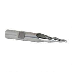 OSG - 7° Taper Angle per Side, 5/64" Small End Diam, 1" LOC, Cobalt 3 Flute Tapered Square End Mill - 2-3/4" OAL, 3/8" Shank Diam, Spiral Flute, 25° Helix - USA Tool & Supply