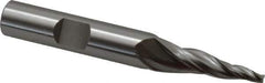 OSG - 7° Taper Angle per Side, 3/32" Small End Diam, 1" LOC, Cobalt 3 Flute Tapered Square End Mill - 2-3/4" OAL, 3/8" Shank Diam, Spiral Flute, 25° Helix - USA Tool & Supply