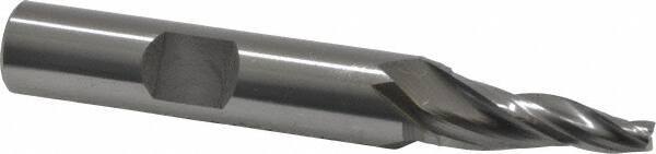 OSG - 7° Taper Angle per Side, 1/8" Small End Diam, 3/4" LOC, Cobalt 3 Flute Tapered Square End Mill - 2-9/16" OAL, 3/8" Shank Diam, Spiral Flute, 25° Helix - USA Tool & Supply